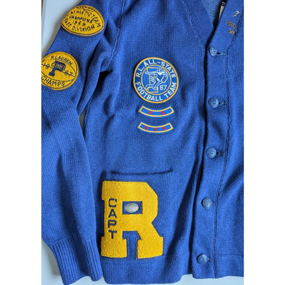 NWT Polo Ralph Lauren Varsity-Inspired Patch Tiger Cardigan Sz M Royal #9M505 - Picture 5 of 15